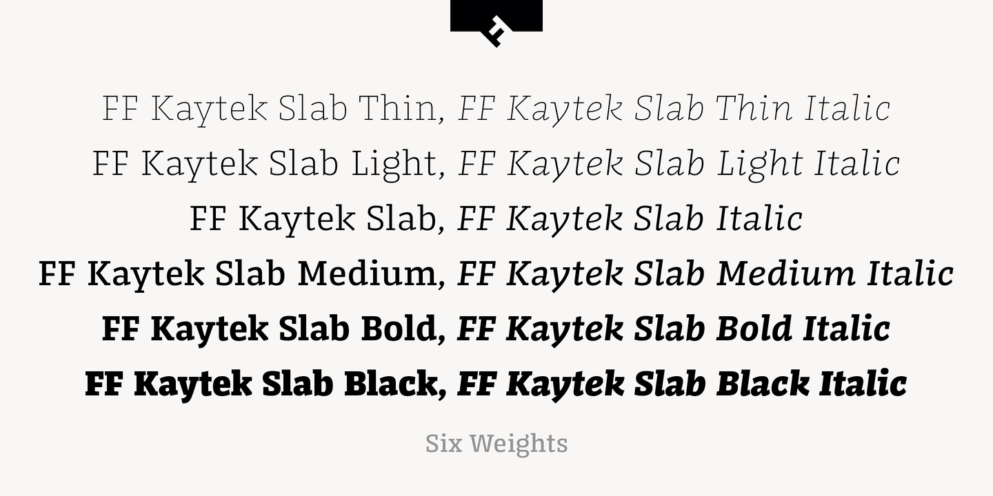 Example font FF Kaytek Slab #5